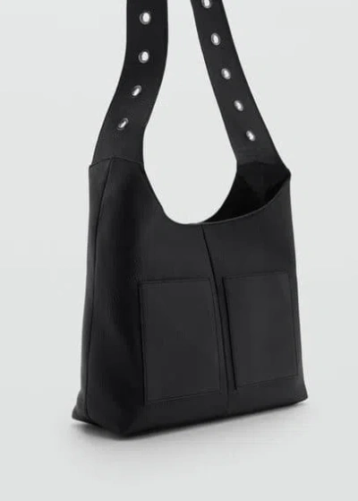 Mango Teen Studs Handle Bag Black