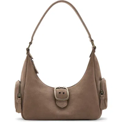 Mango Teen Suede Buckle Handbag In Brown