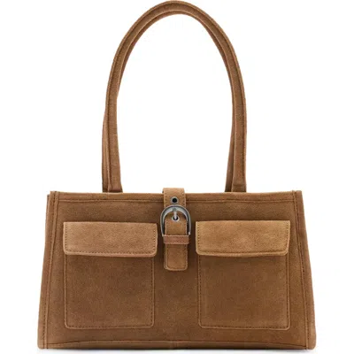 Mango Teen Suede Buckle Shoulder Bag In Brown