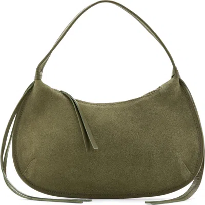 Mango Teen Suede Shoulder Bag In Green