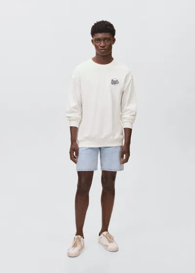 Mango Teen Printed Embroidered Sweatshirt Off White