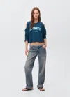 Mango Teen Printed Sweatshirt With Cut-out Petrol Blue