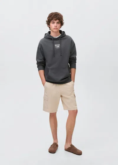 Mango Teen Printed Hoodie Charcoal