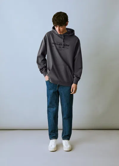 Mango Teen Kangaroo Message Sweatshirt Charcoal