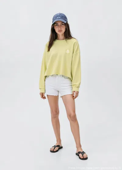 Mango Teen Oversized Printed Sweatshirt Lime