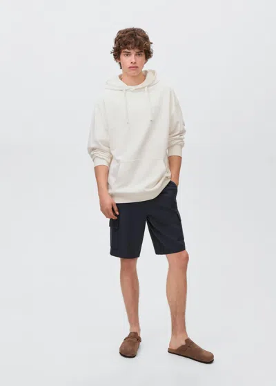 Mango Teen Hoodie Cotton Sweatshirt Off White