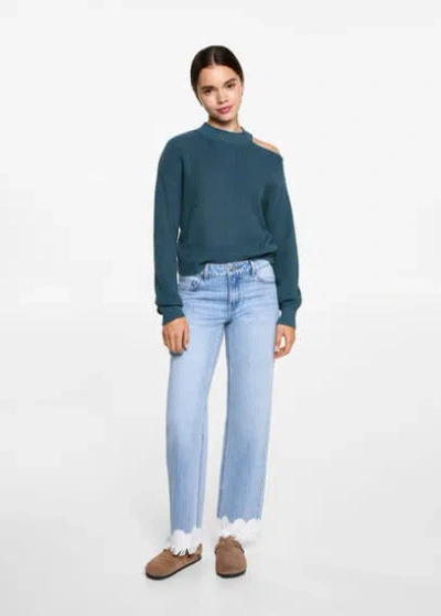 Mango Teen Sweater Turquoise