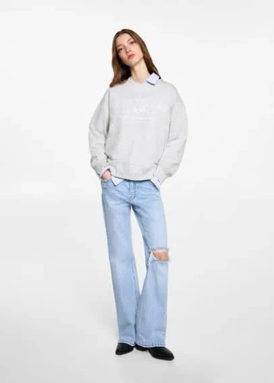Mango Teen Sweatshirt Light Heather Grey