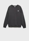 Mango Teen Sweatshirt With Ballet Embroidered Heart Charcoal