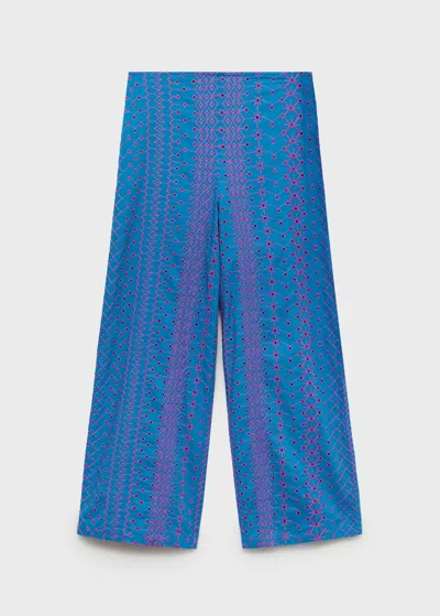 Mango Teen Swiss Embroidered Contratse Pants Vibrant Blue