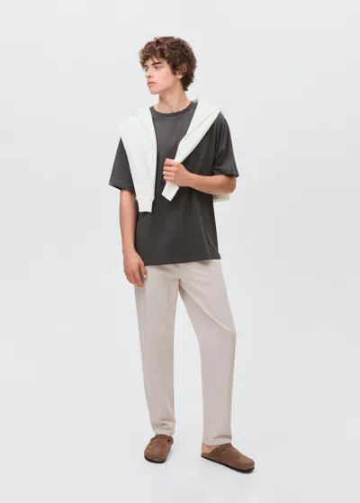 Mango Teen Essential Cotton-blend T-shirt Charcoal