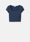 Mango Teen Fitted Cotton T-shirt Navy In Blue