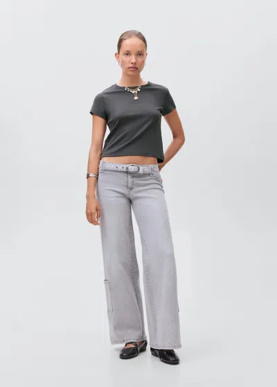 Mango Teen T-shirt Coton Ajusté Gris Anthracite - Fille - L -  In Black