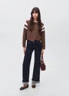 Mango Teen Contrasting Collar Cotton T-shirt In Brown