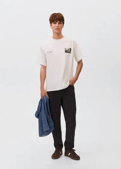 Mango Teen Printed Cotton-blend T-shirt In White