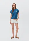Mango Teen Printed Cotton-blend T-shirt Petrol Blue In Blue
