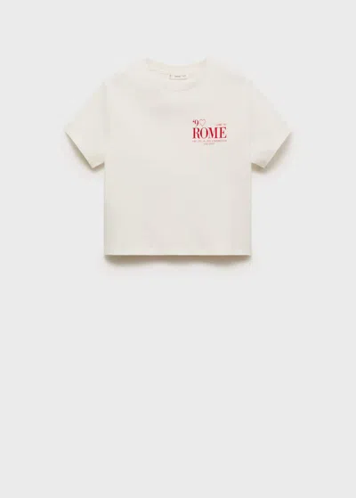 Mango Teen Short-sleeved Printed T-shirt Off White In Neutral