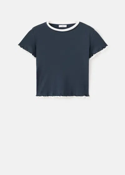 Mango Teen T-shirt Navy In Blue