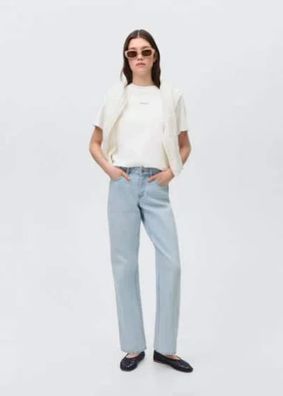 Mango Teen T-shirt With Print Drawing Off White