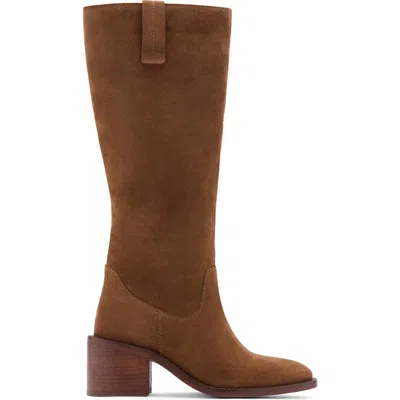 Mango Teen Tall Suede Boot In Brown