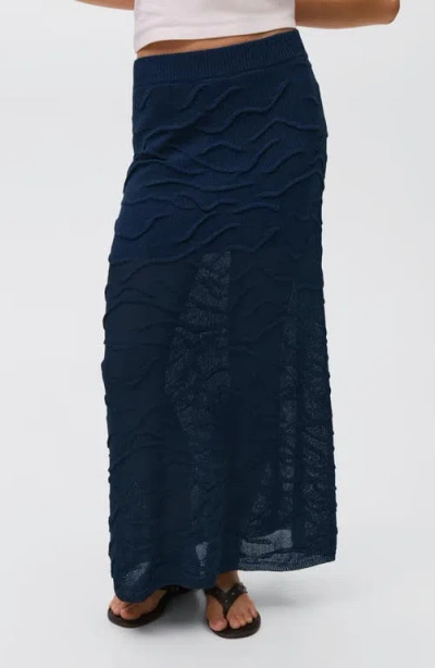 Mango Teen Texture Maxi Sweater Skirt In Blue