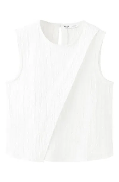 Mango Teen Textured Asymmetrical Button Front Tank In Off White