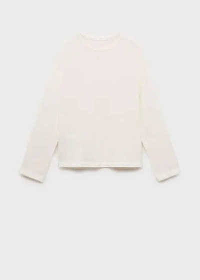 Mango Teen Textured Knit Sweater Off White In Blanc Cassé