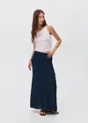Mango Teen Textured Long Skirt Navy