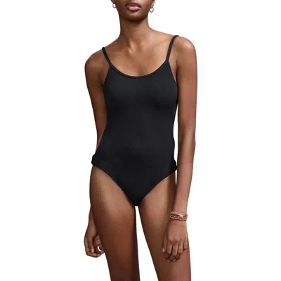 Mango Teen Textured One-piece Swimsuit In Black
