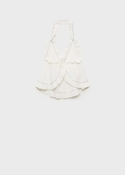 Mango Teen Tie Closure Top Off White