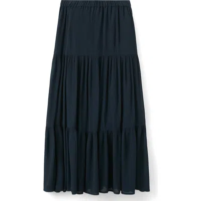 Mango Teen Tiered Maxi Skirt In Blue
