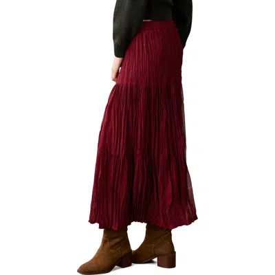 Mango Teen Tiered Maxi Skirt In Burgundy