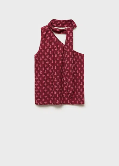 Mango Teen Asymmetric Printed Top Maroon In Grenat