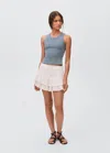 Mango Teen Ribbed Cotton-blend Top Blue