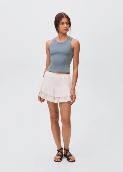 Mango Teen Ribbed Cotton-blend Top Blue