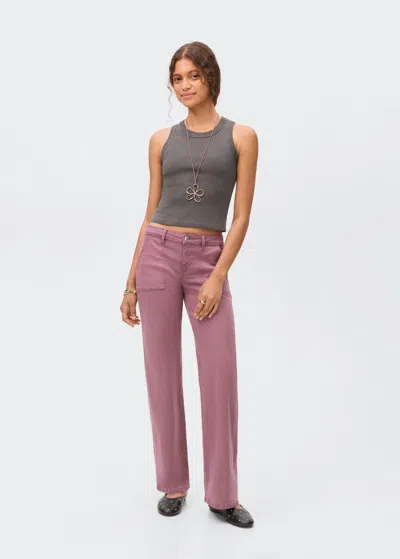 Mango Teen Ribbed Cotton-blend Top Charcoal
