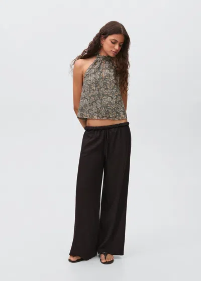 Mango Teen Halter-neck Printed Top Ecru