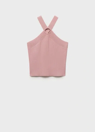 Mango Teen Knitted Top With Hoop Detail In Pink