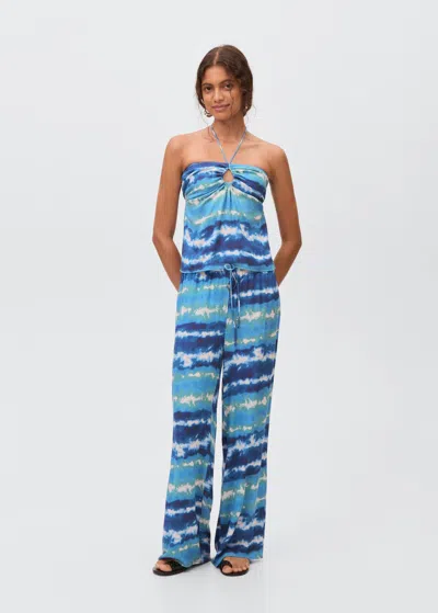 Mango Teen Top With Tie-dye Print Blue