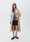 Mango Teen Classic Trench Coat With Belt Beige In Multi