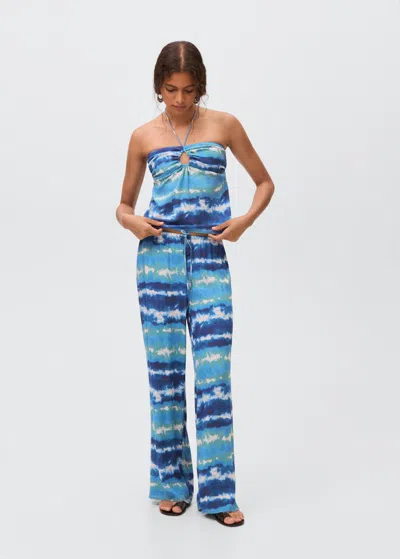 Mango Teen Trousers With Tie-dye Print Blue
