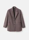 Mango Teen Tweed Wool Coat Grey In Brown
