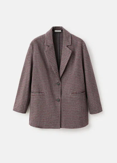 Mango Teen Tweed Wool Coat Grey In Brown