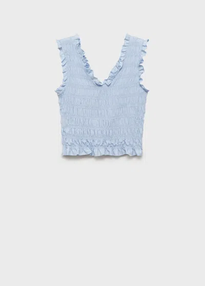 Mango Teen V-neck Top Sky Blue