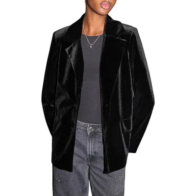 Mango Teen Velvet Blazer In Black