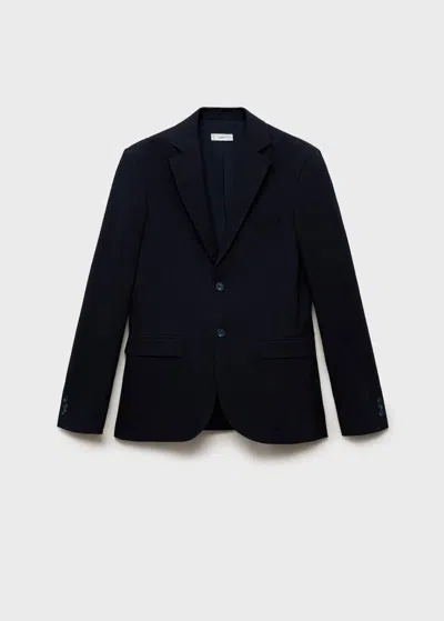 Mango Teen Veste Slim-fit Piqué Bleu Marine - Garçon - S -