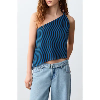 Mango Teen Wavy Stripe Asymmetrical Shell In Multi