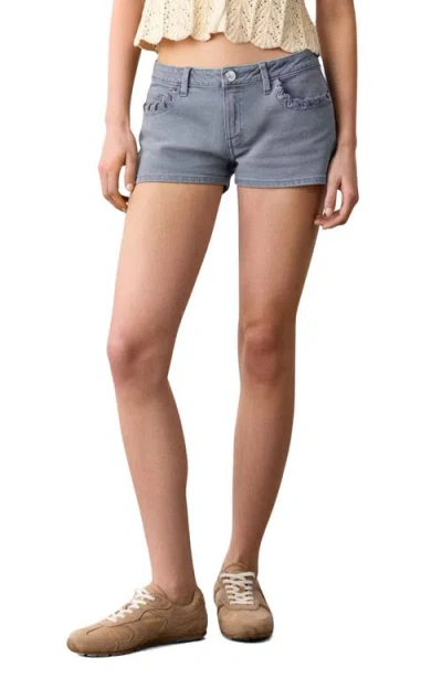 Mango Teen Whipstitch Trim Denim Mini Shorts In Blue