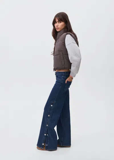 Mango Teen Wideleg Jeans With Cut-out Medium Blue