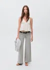 Mango Teen Wideleg Jeans With Seam Detail Denim Grey